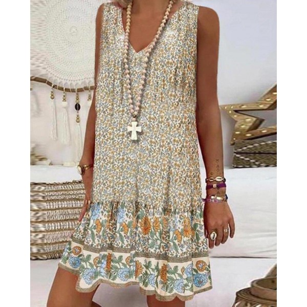 Chic Sleeveless Print Mini Dress