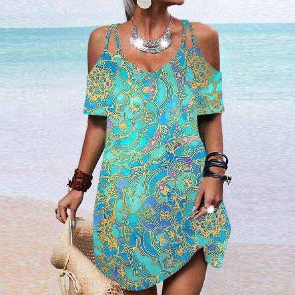 Ocean Vibes Turquoise Blue Mini Dress