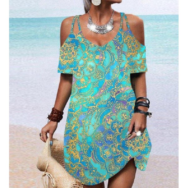 Ocean Vibes Turquoise Blue Mini Dress