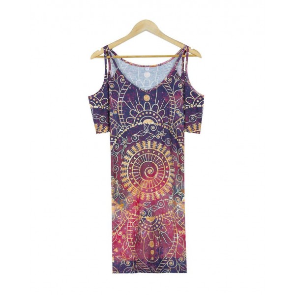 Special Print Short Sleeve Mini Dress