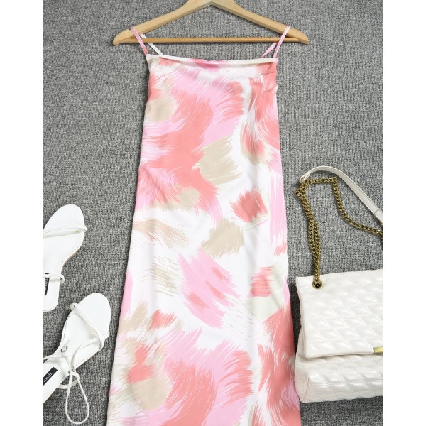 Vintage Print Sleeveless Midi Dress