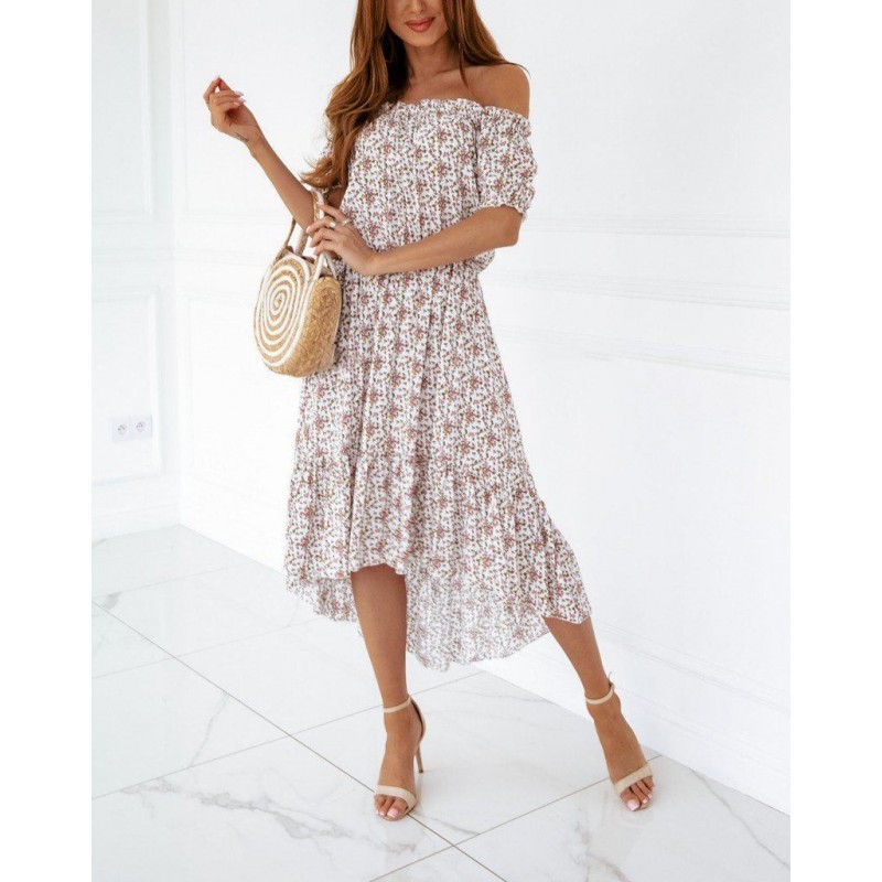 Youthful Print Short Sleeve Midi Dress