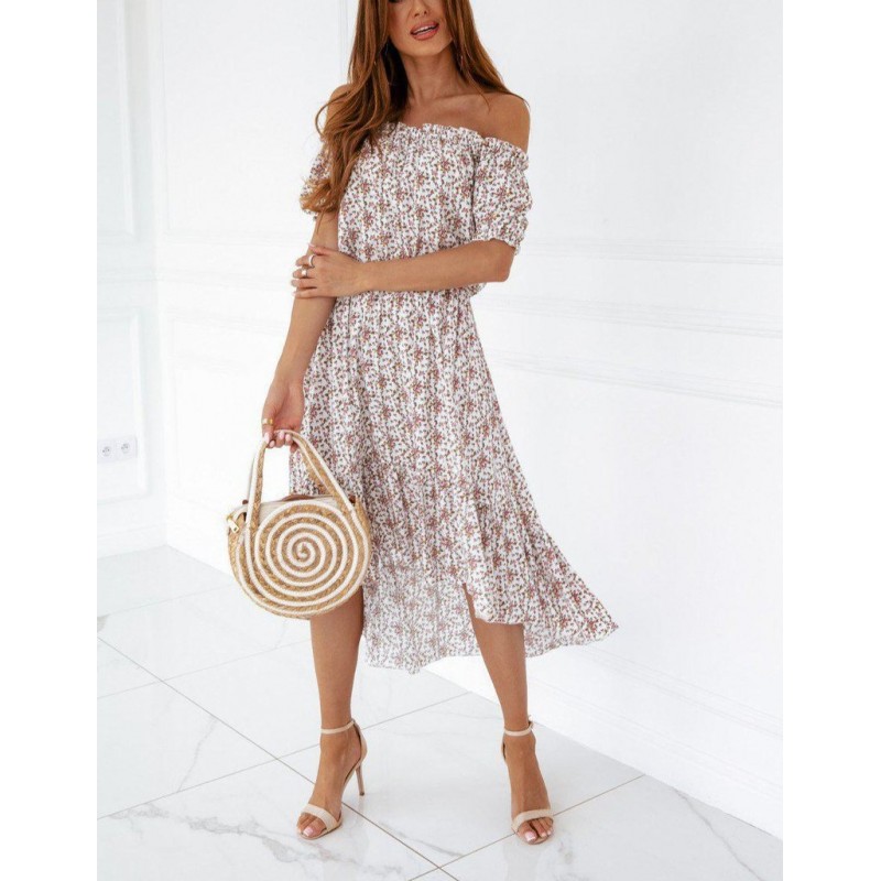 Youthful Print Short Sleeve Midi Dress