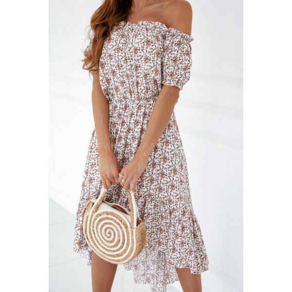 Youthful Print Short Sleeve Midi Dress