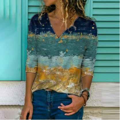 Fashion Long Sleeve Print Top