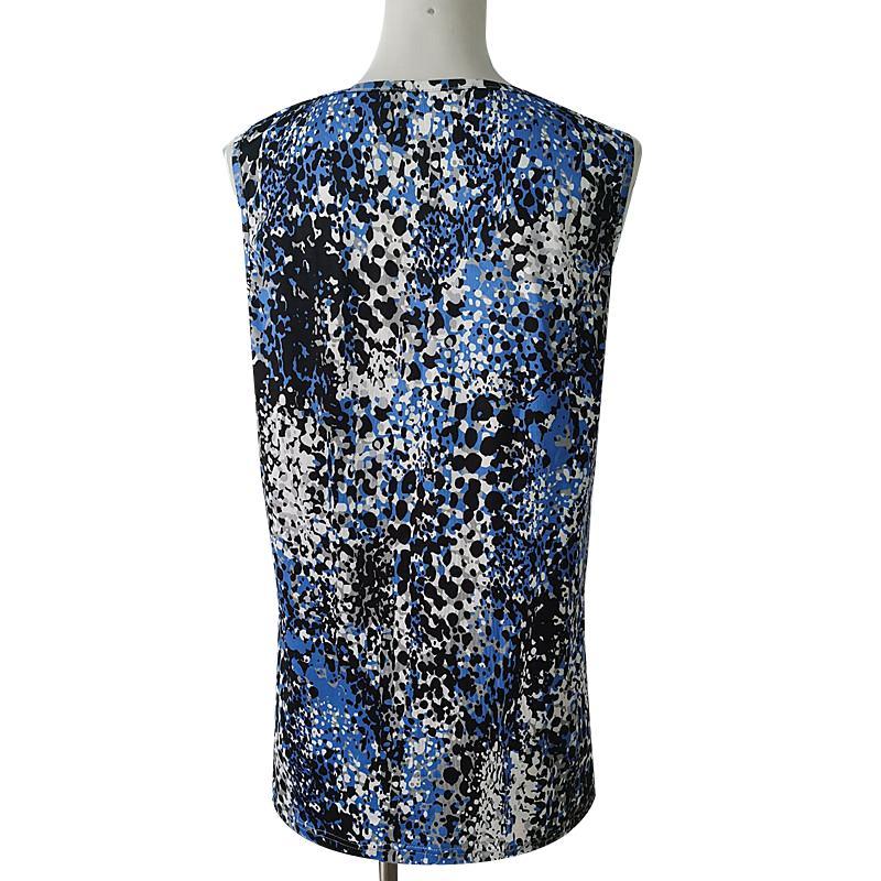 Basic Round Neck Sleeveless Print Top