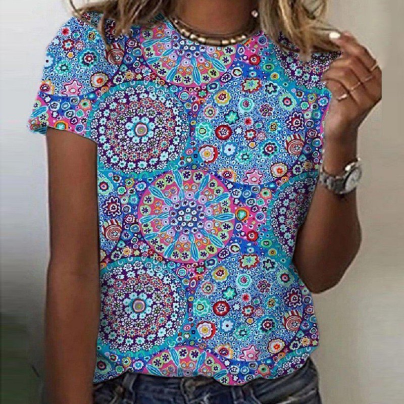 Casual Print Short Sleeve Top