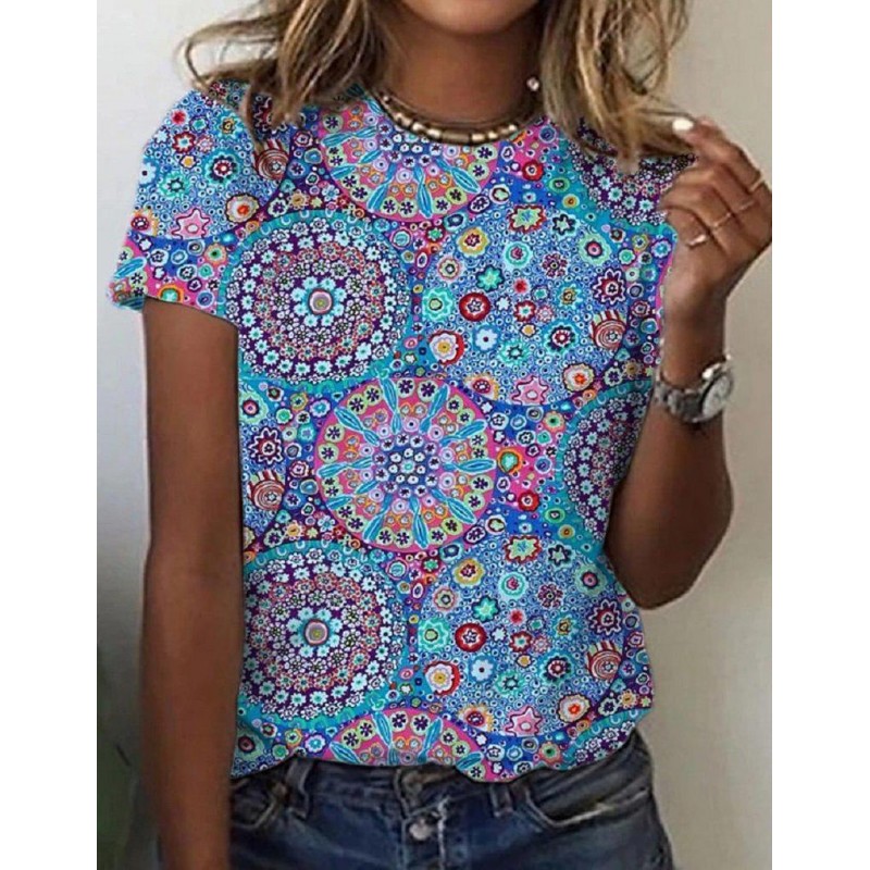 Casual Print Short Sleeve Top