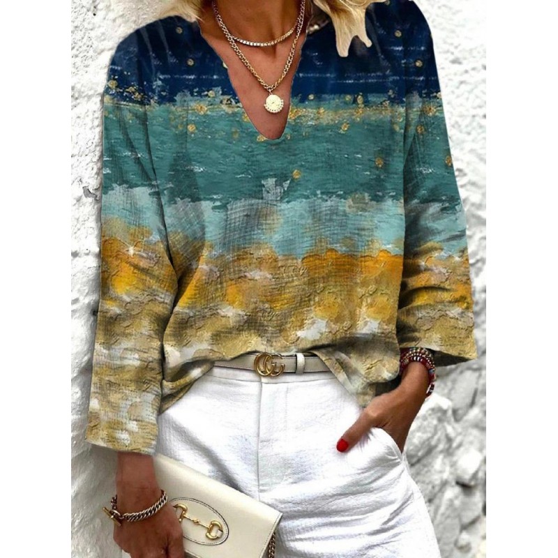 Fashion V-Neck Long Sleeve Top