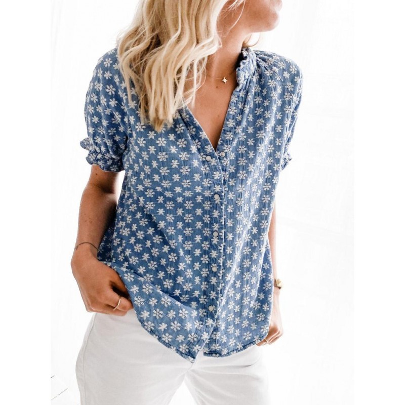 Stylish Short Sleeve V-Neck Top