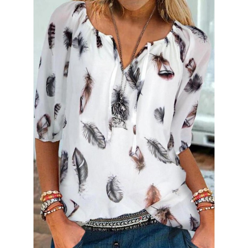 Elegant Print Short Sleeve Top