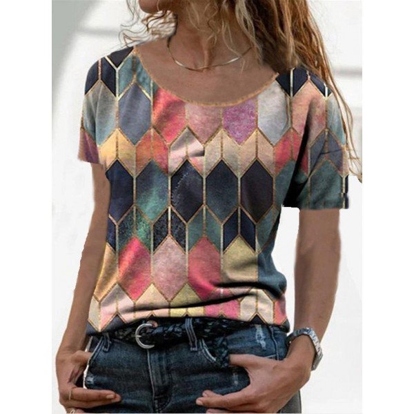 Stylish Print Short Sleeve Top