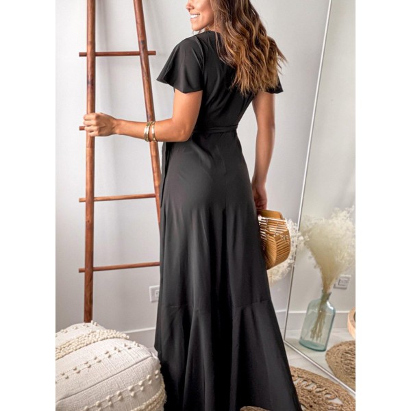 Classy Plain Short Sleeve Maxi Dress