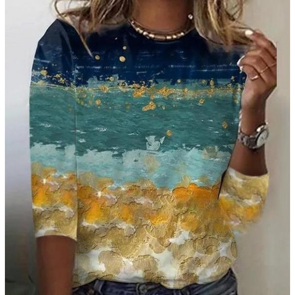 Basic Print 3/4 Sleeve Top