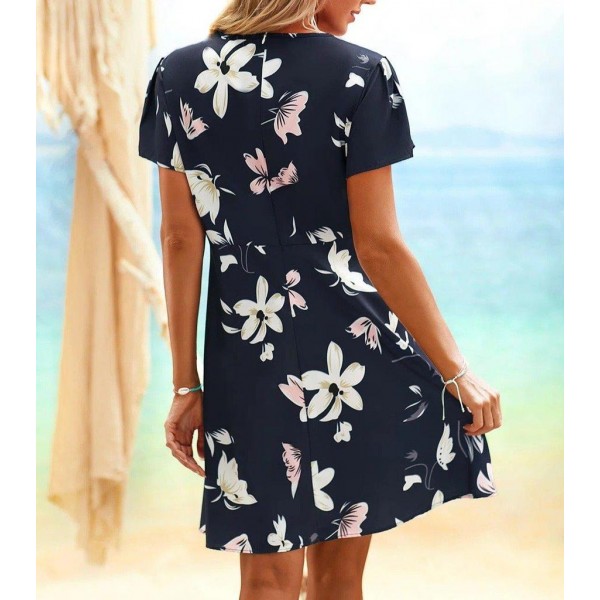 Cool Print Short Sleeve Mini Dress