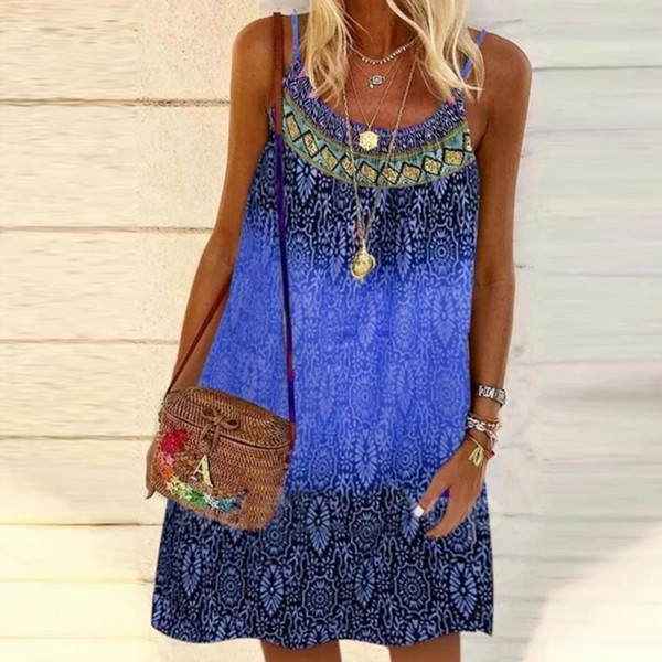 Spaghetti Straps Print Mini Dress