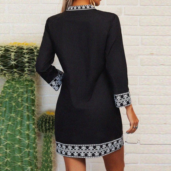 Boho Long Sleeve Print Mini Dress