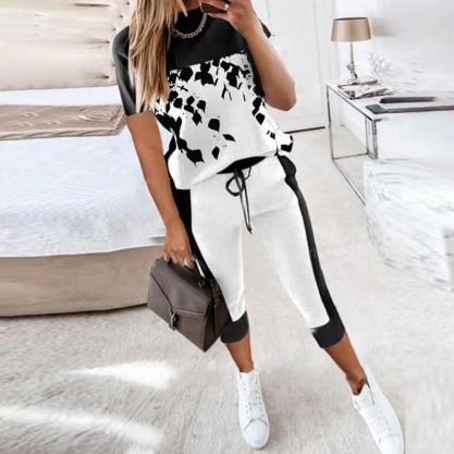 Comfy Print Short Sleeve Two Piece Set