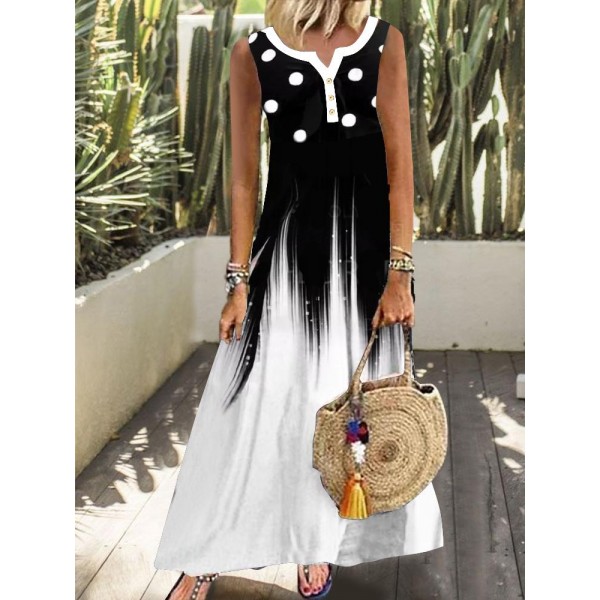 Casual Print Sleeveless Maxi Dress