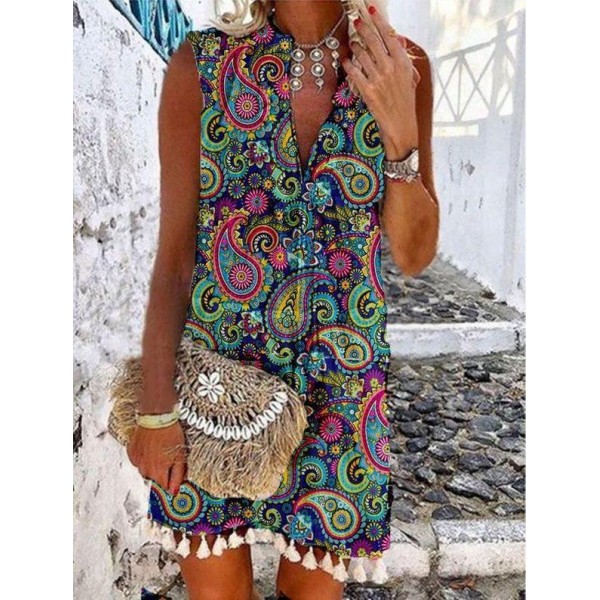 Modern Print Sleeveless Mini Dress