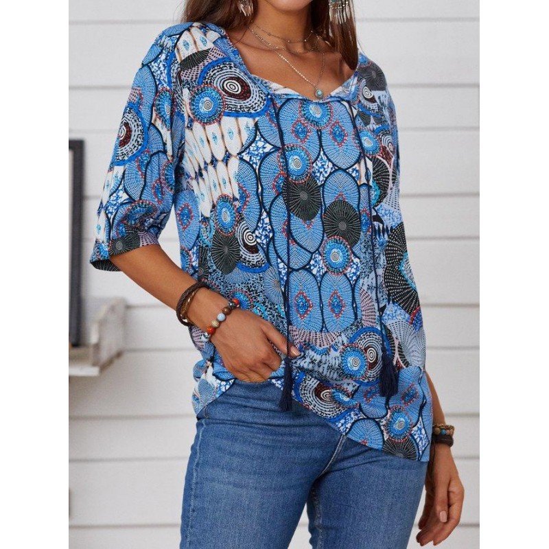 Stylish Print Short Sleeve Top