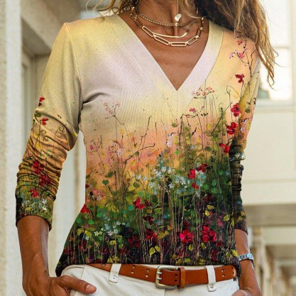 Youthful Print Long Sleeve Top