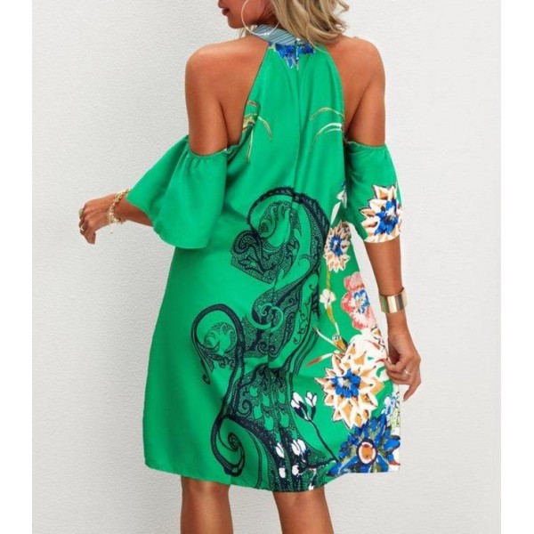 Attractive Short Sleeve Print Mini Dress