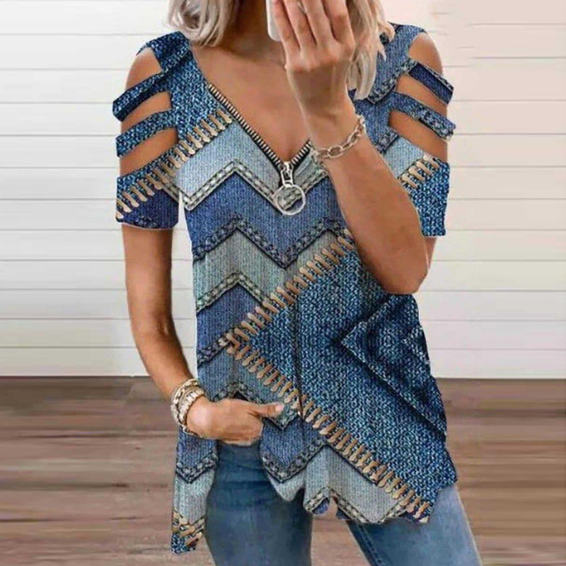 Chic Print Short Sleeve Top