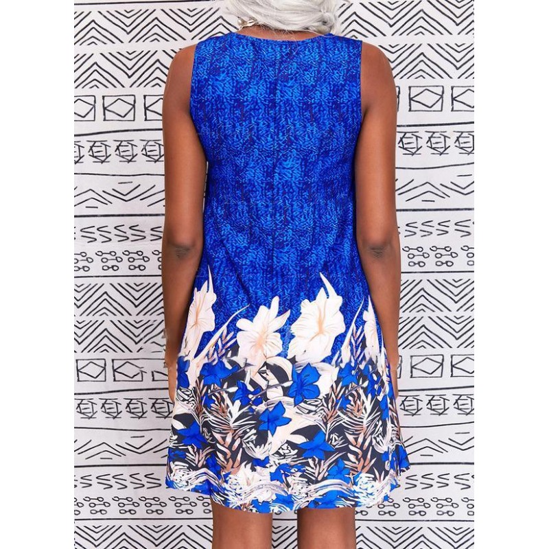 Elegant Print Sleeveless Mini Dress