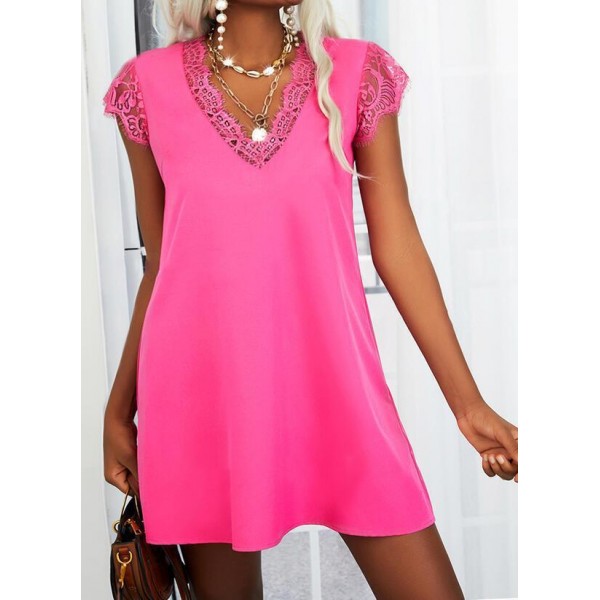 Showy Plain Short Sleeve Mini Dress