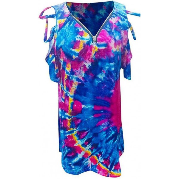 Showy V-Neck Short Sleeve Tie Dye Top