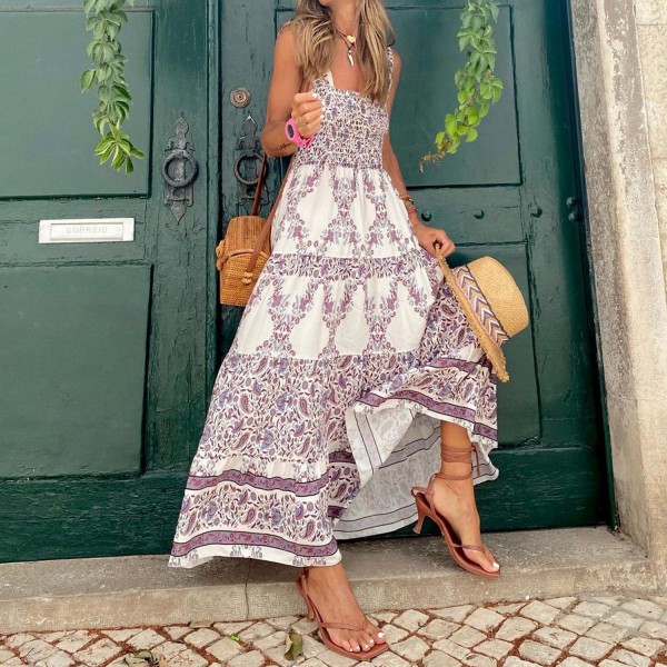 Attractive Print Sleeveless Maxi Dress