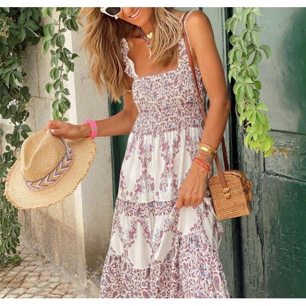 Attractive Print Sleeveless Maxi Dress