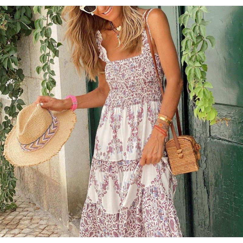 Attractive Print Sleeveless Maxi Dress