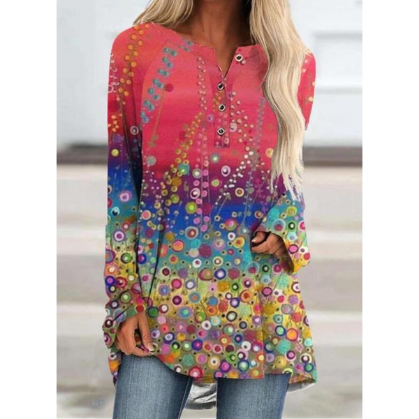 Elegant Print Long Sleeve Top