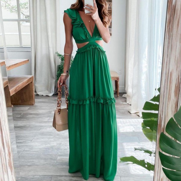 Sexy Plain Sleeveless Maxi Dress