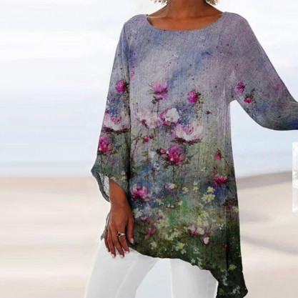 Chic Print Long Sleeve Top