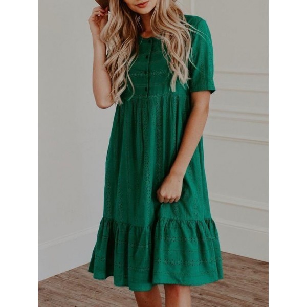 Classy Plain Short Sleeve Mini Dress