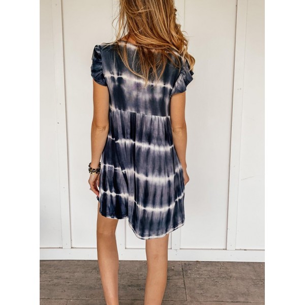 Classy Tie Dye V-Neck Mini Dress