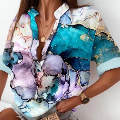 Modern Print 3/4 Sleeve Top