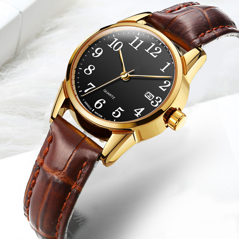 Men’s Waterproof Quartz Watch with Leather Strap