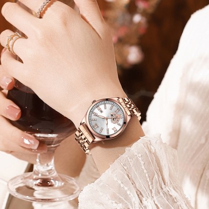 Women's Waterproof Luminous Watch with Steel Bracelet